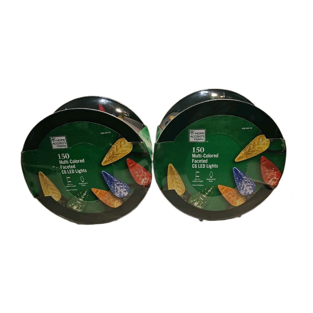 Home Accents Christmas 150 Multicolor C6 LED Faceted Lights Lot Of 2 Pack